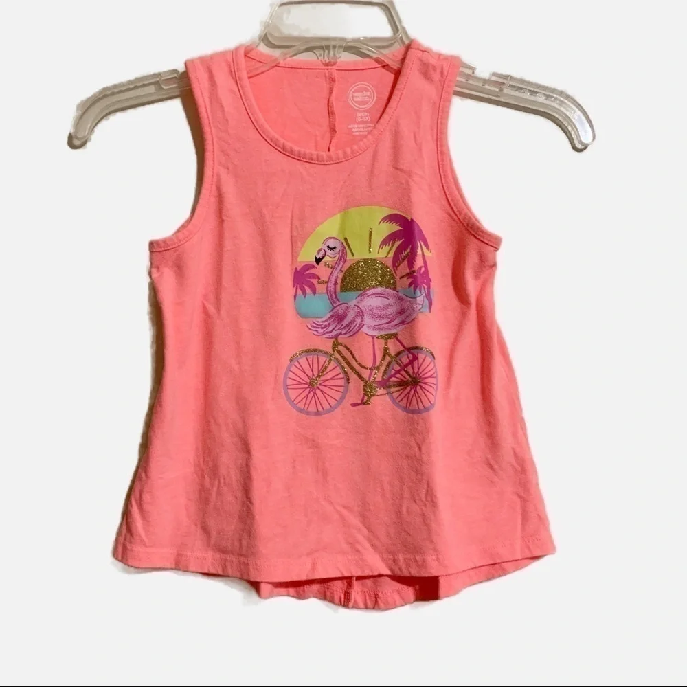 Wonder Nation Girls multi-color neon tank top. Size 6-6x. Flamingo